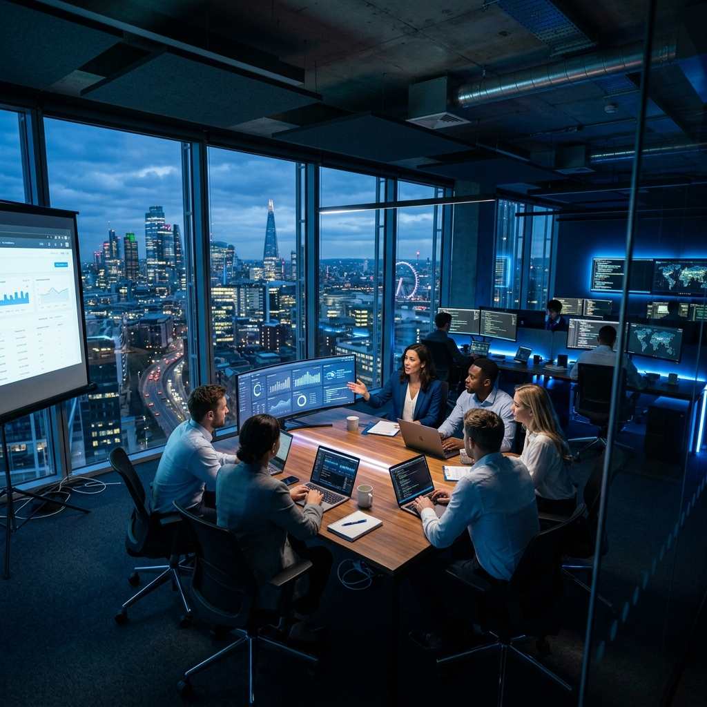 Sparks Ventures team collaborating in a modern IT office